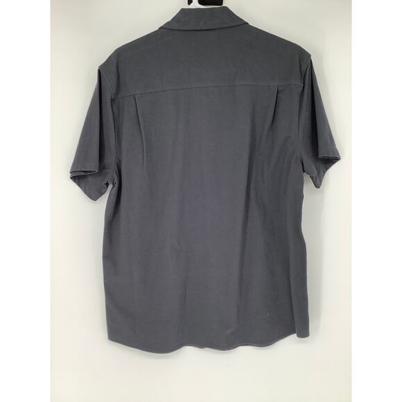 VRST Men's Medium Graphic Charcoal Refined Knit Button Down Shirt Preppy I12-12 - Picture 7 of 10